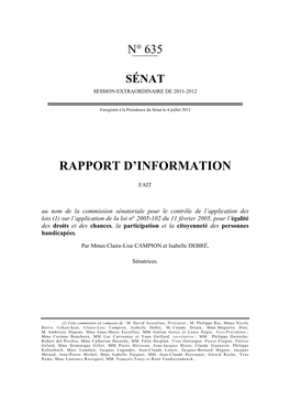 Rapport D'information N°635 Fait Au Nom De La Commission