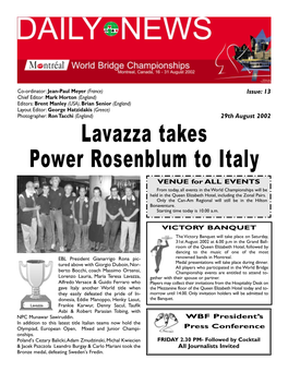 Lavazza Takes Power Rosenblum to Italy