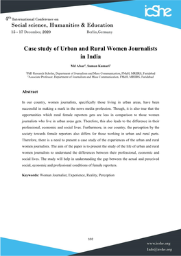 Case Study of Urban and Rural Women Journalists in India