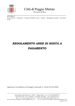 Regolamento Aree Di Sosta a Pagamento