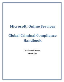 Microsoft® Online Services Global Criminal Compliance Handbook