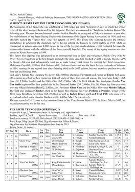 The 159Th Tenno Sho (Spring)