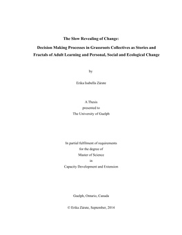 Decision Making Processes in Grassroots Collectives As Stories and Fractals of Adult Learning and Personal, Social and Ecological Change