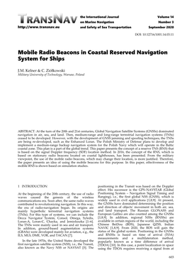 Mobile Radio Beacons in Coastal Reserved Navigation System for Ships