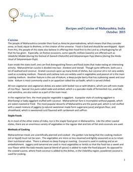 Recipes and Cuisine of Maharashtra, India October 2013