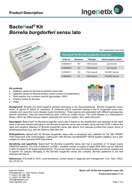 Bactoreal® Kit Borrelia Burgdorferi Sensu Lato