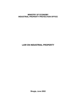 Law on Industrial Property of Macedonia