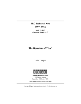 The Operators of TLA+