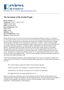 The Invention of the Jewish People