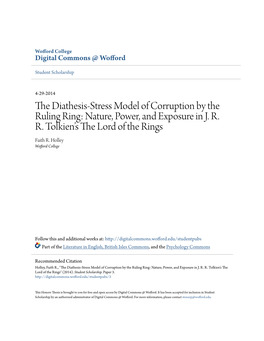 The Diathesis-Stress Model of Corruption by the Ruling Ring: Nature, Power, and Exposure in J. R. R. Tolkienâ•Žs the Lord Of