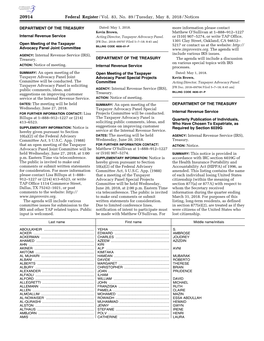 Federal Register/Vol. 83, No. 89/Tuesday, May 8, 2018/Notices