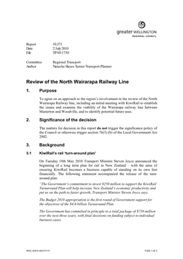 Review of the North Wairarapa Railway Line 1