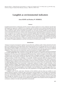 Lungfish As Environmental Indicators