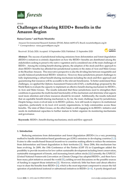 Challenges of Sharing REDD+ Benefits in the Amazon Region