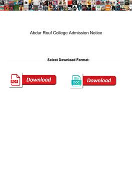 Abdur Rouf College Admission Notice
