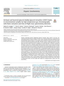 Archaeal and Bacterial Glycerol Dialkyl Glycerol Tetraether (GDGT) Lipids In