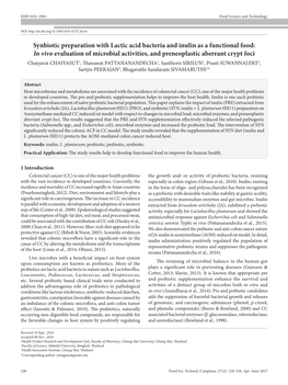 Synbiotic Preparation with Lactic Acid Bacteria and Inulin As A