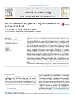 The Role of Nutrition and Genetics As Key Determinants of the Positive