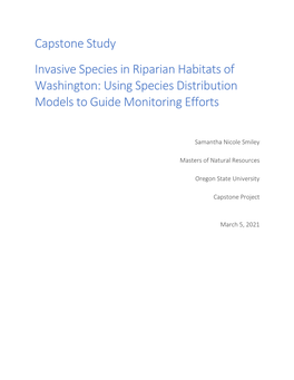 Capstone Study Invasive Species in Riparian Habitats of Washington