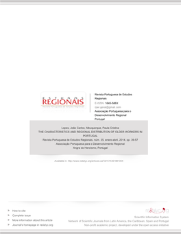 THE CHARACTERISTICS and REGIONAL DISTRIBUTION of OLDER WORKERS in PORTUGAL Revista Portuguesa De Estudos Regionais, Núm