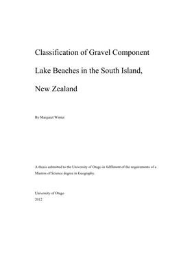 Classification of Gravel Component Lake Beaches in the South Island