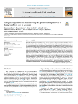 Astragalus Algarbiensis Is Nodulated by the Genistearum Symbiovar Of