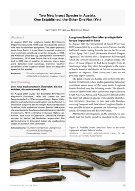 Two New Insect Species in Austria: One Established, the Other One Not (Yet)