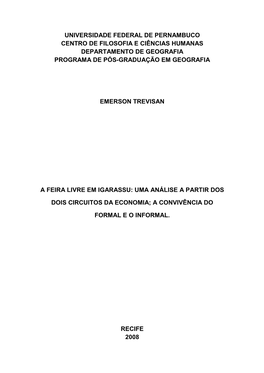 Universidade Federal De Pernambuco Centro De Filosofia E Ciências Humanas Departamento De Geografia Programa De Pós-Graduação Em Geografia