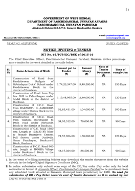 NOTICE INVITING E-TENDER