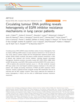 Circulating Tumour DNA Profiling Reveals Heterogeneity of EGFR Inhibitor Resistance Mechanisms in Lung Cancer Patients