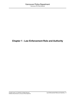 Chapter 1 - Law Enforcement Role and Authority