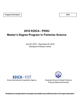 2018 KOICA - PKNU Master’S Degree Program in Fisheries Science
