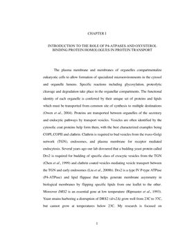 1 Chapter I Introduction to the Role of P4-Atpases And