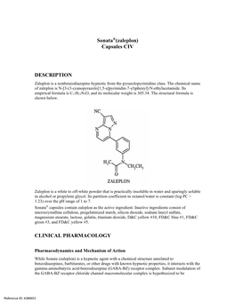 Sonata®(Zaleplon) Capsules CIV