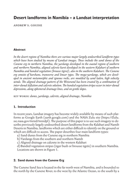 Desert Landforms in Namibia – a Landsat Interpretation Andrew S