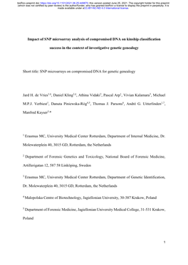 Impact of SNP Microarray Analysis of Compromised DNA on Kinship Classification