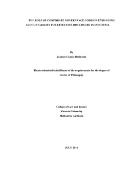 The Role of Corporate Governance Codes in Enhancing Accountability for Effective Disclosure in Indonesia