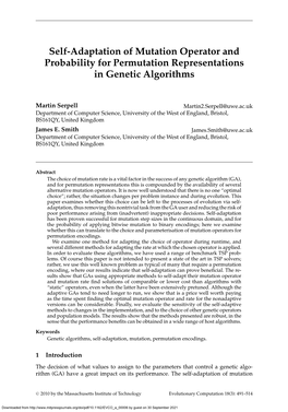 Self-Adaptation of Mutation Operator and Probability for Permutation Representations in Genetic Algorithms