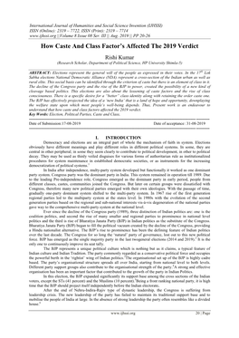 How Caste and Class Factor's Affected the 2019 Verdict