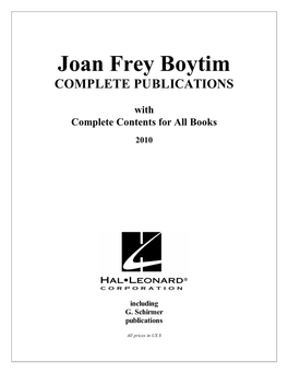 Joan Frey Boytim COMPLETE PUBLICATIONS