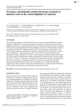 Prevalence and Husbandry-Related Risk Factors of Myiasis in Domestic Cavies in the Western Highlands of Cameroon