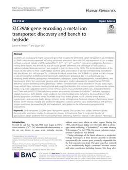 SLC39A8 Gene Encoding a Metal Ion Transporter: Discovery and Bench to Bedside Daniel W