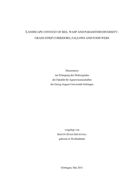 Landscape Context of Bee, Wasp and Parasitoid Diversity: Grass-Strip Corridors, Fallows and Food Webs