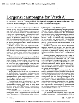 Bergonzi Campaigns for 'Verdi A'