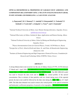 Optical-Microphysical Properties of Saharan Dust Aerosols