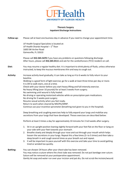 Thoracic Surgery Discharge Instructions