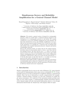 Simultaneous Secrecy and Reliability Amplification for a General Channel