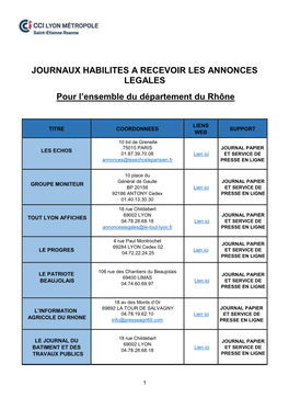 Journal D'annonces Légales