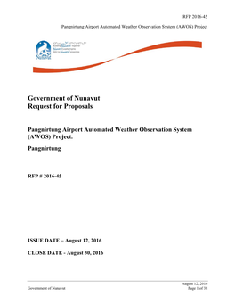 Government of Nunavut Request for Proposals