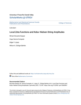 Local Zeta Functions and Koba–Nielsen String Amplitudes